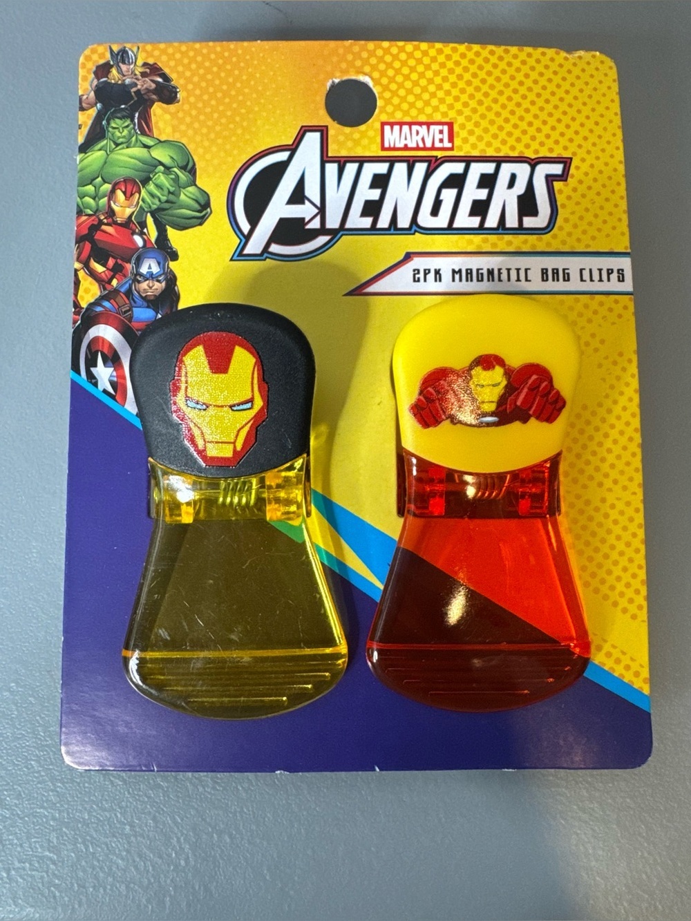Marvel Avengers Iron Man Bag Clips - Yellow & Red 2pc set